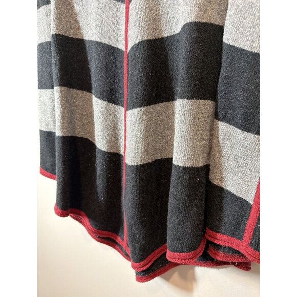 Patagonia Loislee Black Gray Red Striped Poncho Sweater Size M/L Pockets - Picture 6 of 8